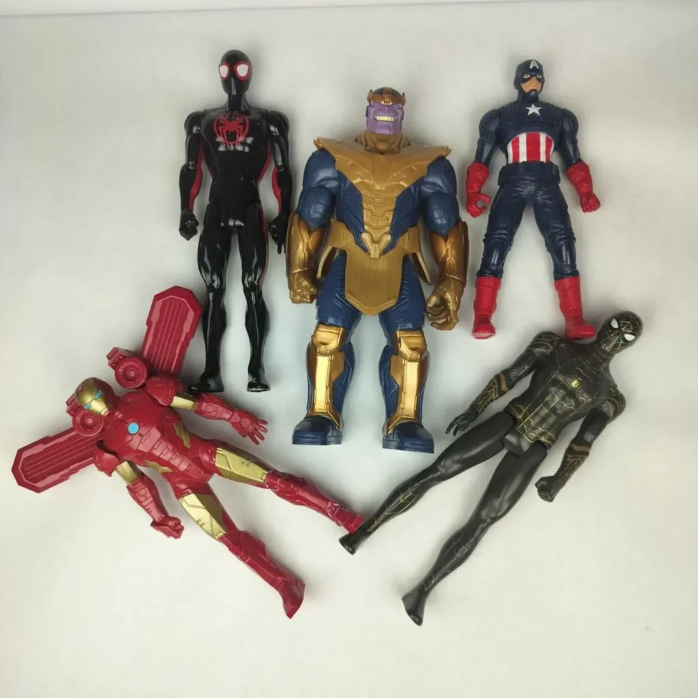 Marvel Avengers Spider-Man Action Figure Lot 5 Thanos Iron Man Captain 12